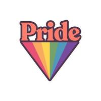 Pride Text with rainbow flag badge. LGBT symbol. Gay, Lesbian, Bisexual, Trans, Queer love symbol of diversity. vector