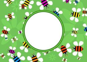 Colorful Honey Bee Border Template Design vector