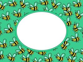 Doodle Bee Border Oval Template vector