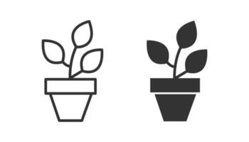 plant pot icons set isolated on white background vector