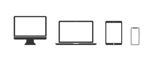 Device screen vector set - computer monitor, laptop, tablet, smartphone