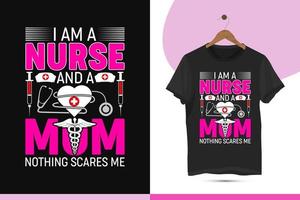 Nurse and mom t-shirt design vector template. Nursing shirt with medical element vectors. Creative art for shirts, mugs, bags, nurse lovers, and other uses.