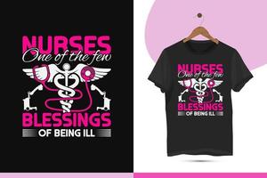 Nursing typography t-shirt design vector template. Simple design for the nurse with a caduceus, stethoscope, x-ray, and injection silhouette.