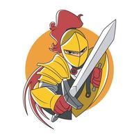 vector war knight with sword and shield