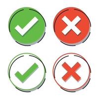 Free vector round check mark and cross symbols buttons