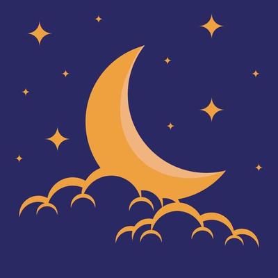 moon clouds and stars background design