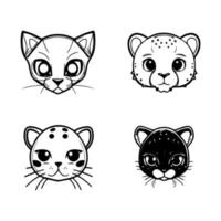 Adorable kawaii panther collection set, Hand drawn with cute expressions and playful poses. Perfect for any animal lover or panther enthusiast vector