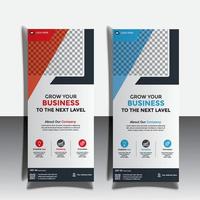 Modern Roll up banner set design template design. Roll up banner gradient bile red and sky blue print ready design template. vector