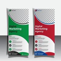 Roll up banner set design template design. Roll up banner gradient bile red and green colour print ready design template. vector