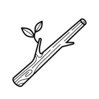 Tree branch icon with leaves. Isolated vector illustration in hand drawn sketch doodle style.