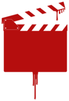 Silhouette of the Bloody Clapperboard Sign for Film or Movie Icon Symbol with Genre Horror, Thriller, Gore, Sadistic, Splatter, Slasher, Mystery, Scary or Halloween Poster Film Movie. Format PNG