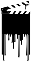 silhuett av de blodig clapperboard tecken för filma eller film ikon symbol med genre Skräck, thriller, levrat blod, sadistisk, stänka ner, slasher, mysterium, skrämmande eller halloween affisch filma film. formatera png