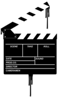 silhuett av de blodig clapperboard tecken för filma eller film ikon symbol med genre Skräck, thriller, levrat blod, sadistisk, stänka ner, slasher, mysterium, skrämmande eller halloween affisch filma film. formatera png