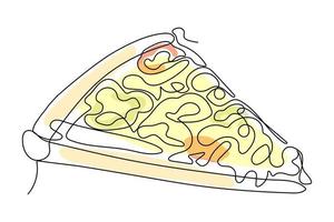 One pizza line in line art style. Vector art illustration. Banner design. Outline sketch drawing. Line drawing.