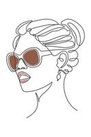 Girl in one line glasses in a stylish style. Minimalist graphic design. vector