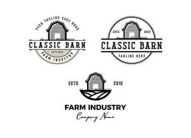 Vintage farm logo design - barn wood building house farm cow cattle vector