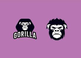 Gorilla logo icon, Gorilla face logo design for esport vector