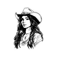 A stylish Chicano girl in black and white, rendered in intricate Hand drawn line art illustration vector