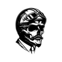 Edgy and stylish Hand drawn line art illustration of a chicano skull biker wearing a helmet, showcasing a unique fusion of tough and sophisticated vector