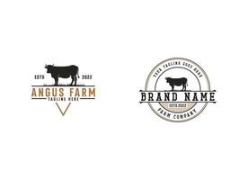 Vintage Cattle Farm Logo Vector Template. Vintage farm logo design vector illustration.