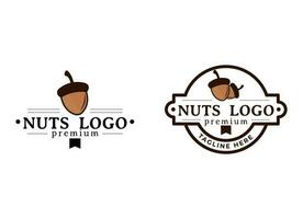 Acorn Oak Nut Drawing Logo Vector Illustration Icon Template