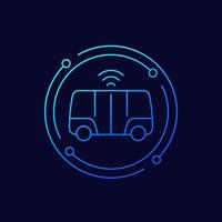 autonomous shuttle bus line vector icon