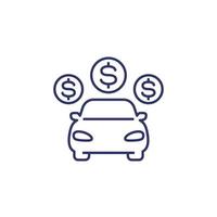 car payments line icon on white vector