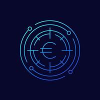 focus on money line icon with euro, vector