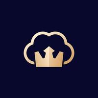 cloud and crown logo design vector