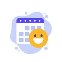 bonito día icono con un calendario y emojis, vector