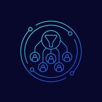 filtering users data icon, linear design vector