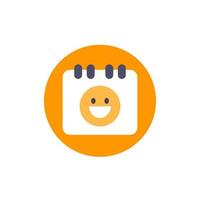 nice day icon with calendar and emoji, flat vector