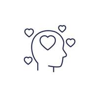 head and hearts, affection or passion line icon vector