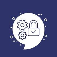 lock and gears, security line icon vector