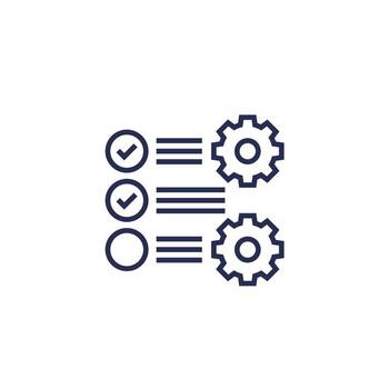 check list and gears icon, project execution line vector