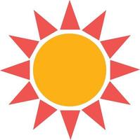 Yellow sun with a red center. vector