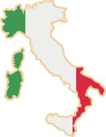 Italy map with national flag sticker. vector