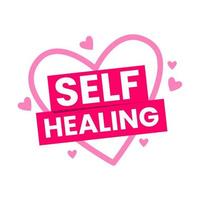 Self healing motivation care success label icon design vector