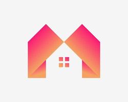 Letter M Initials Home House Building Property Colorful Gradient Color Modern Vector Logo Design