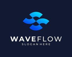 Abstract Wave Flow Wavy Water Wind Geometric Curve Line Pattern Simple Modern Vector Logo Design
