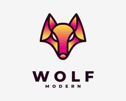 lobo Lobos zorro vulpes enojado bestia cara cabeza vistoso degradado de moda moderno vector logo diseño