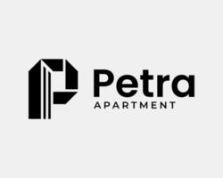 Letter P Initials Monogram Apartment Building Architecture Construction Simple Vector Logo Design