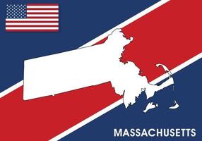 Massachusetts - USA, United States of America Map vector template. white color map on flag background for design, infographic - Vector illustration eps 10