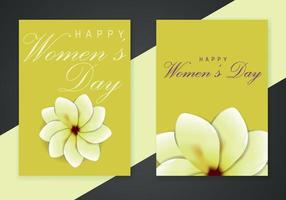 Happy Women's day hand drawn lettering and flower poster template. Template for, banner, poster, flyer, greeting card, web design, print design. Vector illustration.