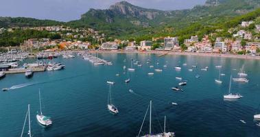 Majorca, Spain. Aerial view of summer resort town Port de Soller on Mallorca video