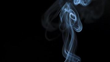 abstrait fumée monte en haut dans magnifique tourbillonne sur une noir Contexte. lent mouvement video