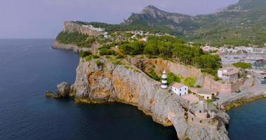 Scenic aerial view of a mountainous region in Majorca with cliffs. Spain. video