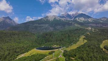 Aerial hyperlapse of the mountain Lomnitsky shield over which clouds float video