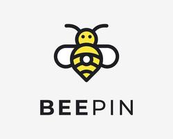 Cute Bee Honey Bumblebee Pin Map Location Gps Funny Cartoon Simple Illustration Vector Logo Design
