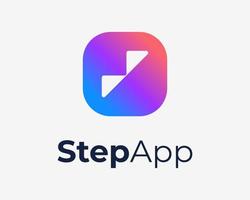 Step Up Stair Ladder Climb Success Simple Abstract Colorful Vibrant Mobile App Vector Logo Design